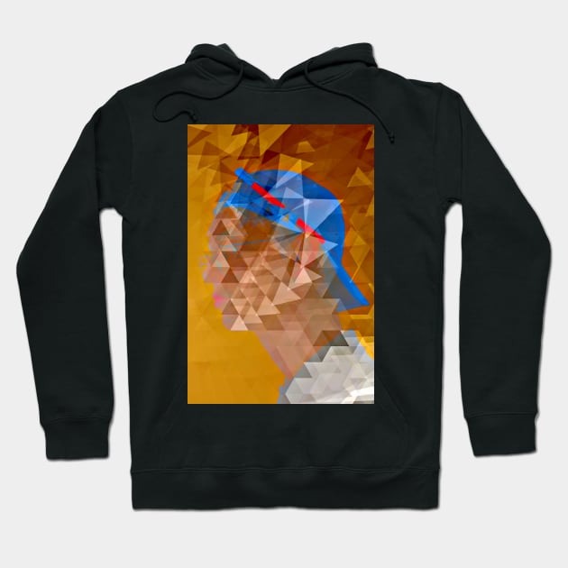 Pixelated Glitch Face Aesthetic Line Art Face Design Hoodie by DankFutura